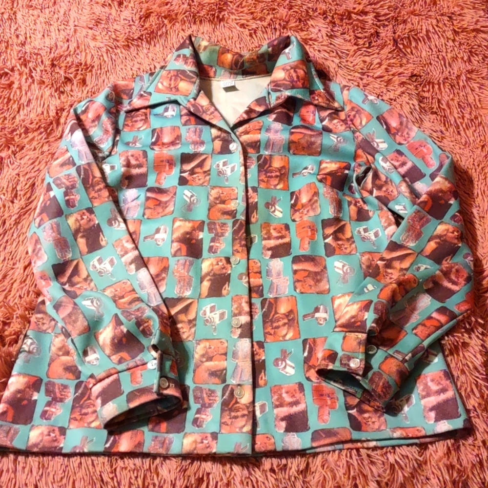 Vintage polyester shirt porno? Photographer